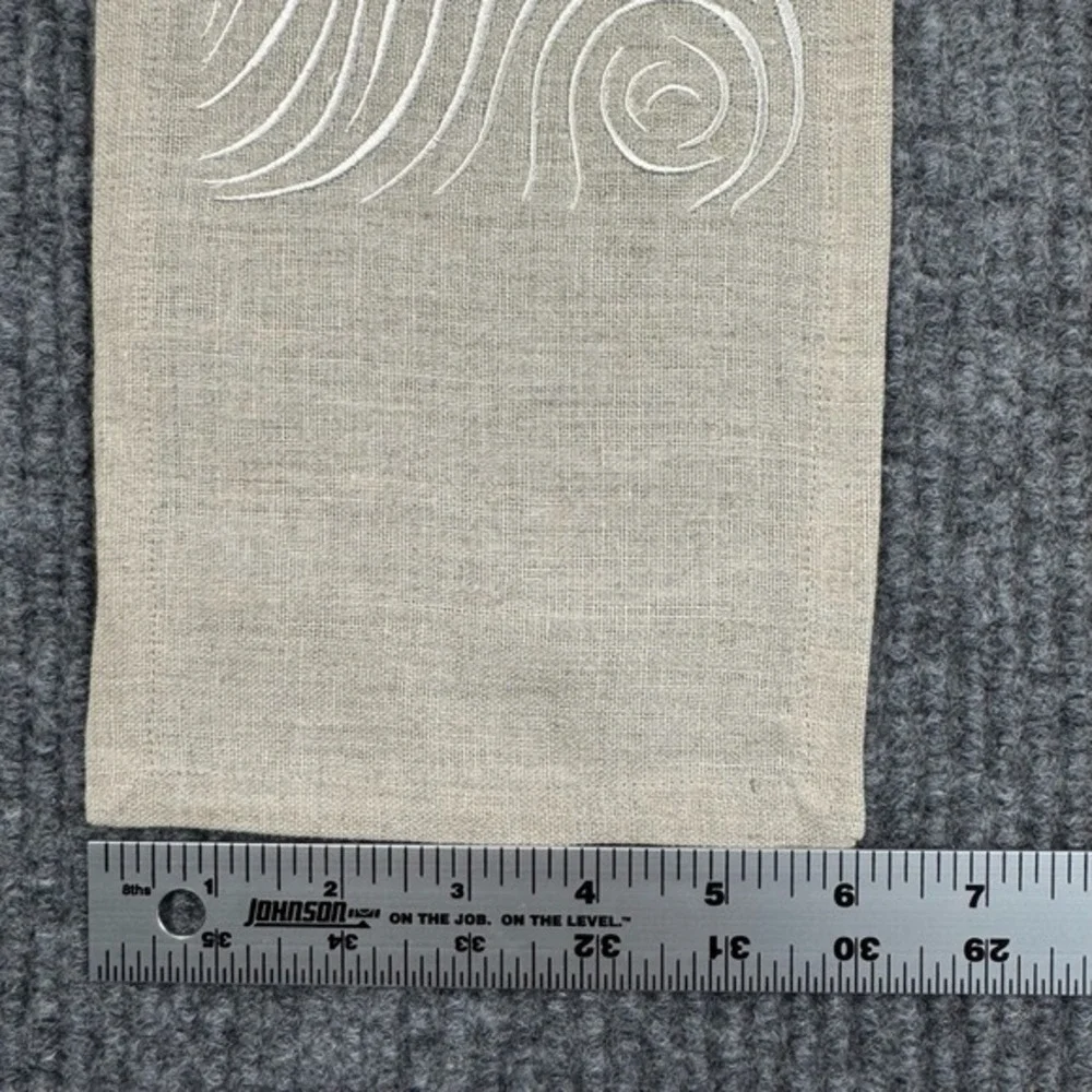 Viabrava 100%‎ Linen Embroidered Placemats Napkins 27 Pieces Abstract Coastal